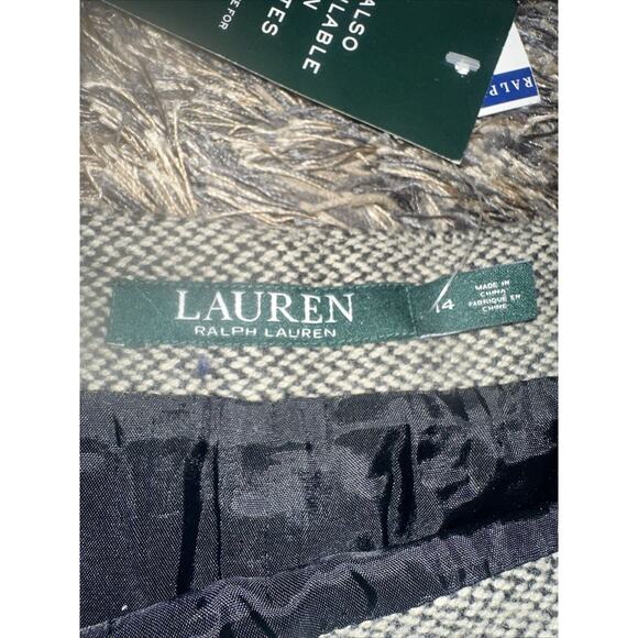 NWT Lauren Ralph Lauren Women’s Tweed Wool Leather Trim-A Line Midi Skirt $130 - Picture 5 of 7